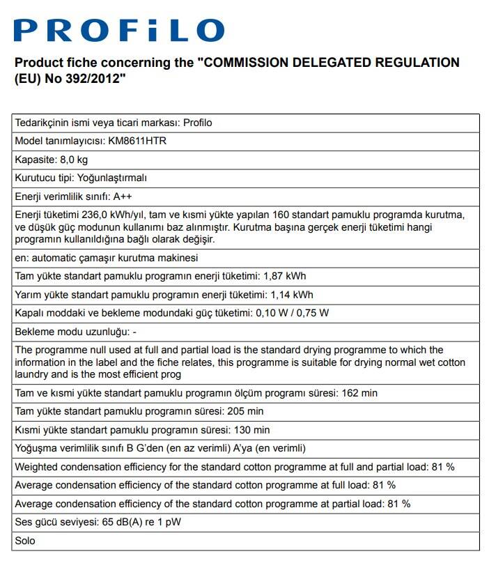 PROFİLO KM8611HTR ÇAMAŞIR KURUTMA MAKİNESİ - 6